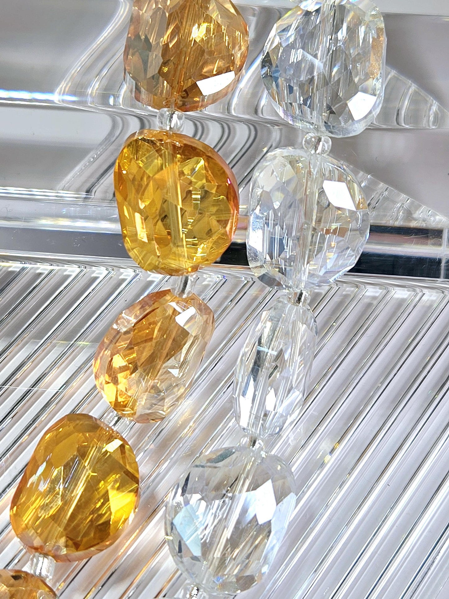 2 Strands of Faceted Focal Glass Bead Strands: Colorful DIY Jewelry Making Supplies