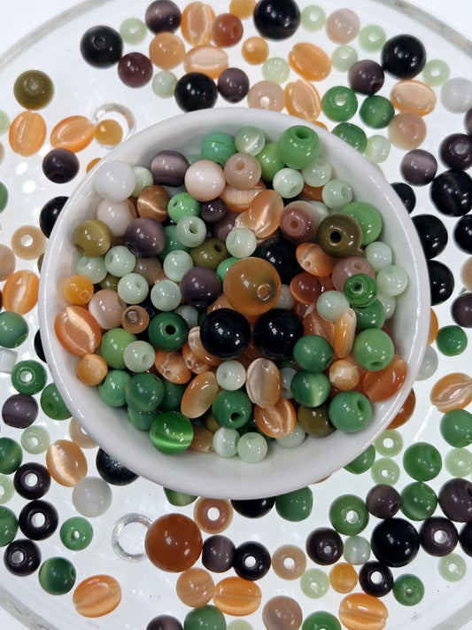 Glass Cat's Eye Bead Soup: Earth Tone Jewelry Making Mix