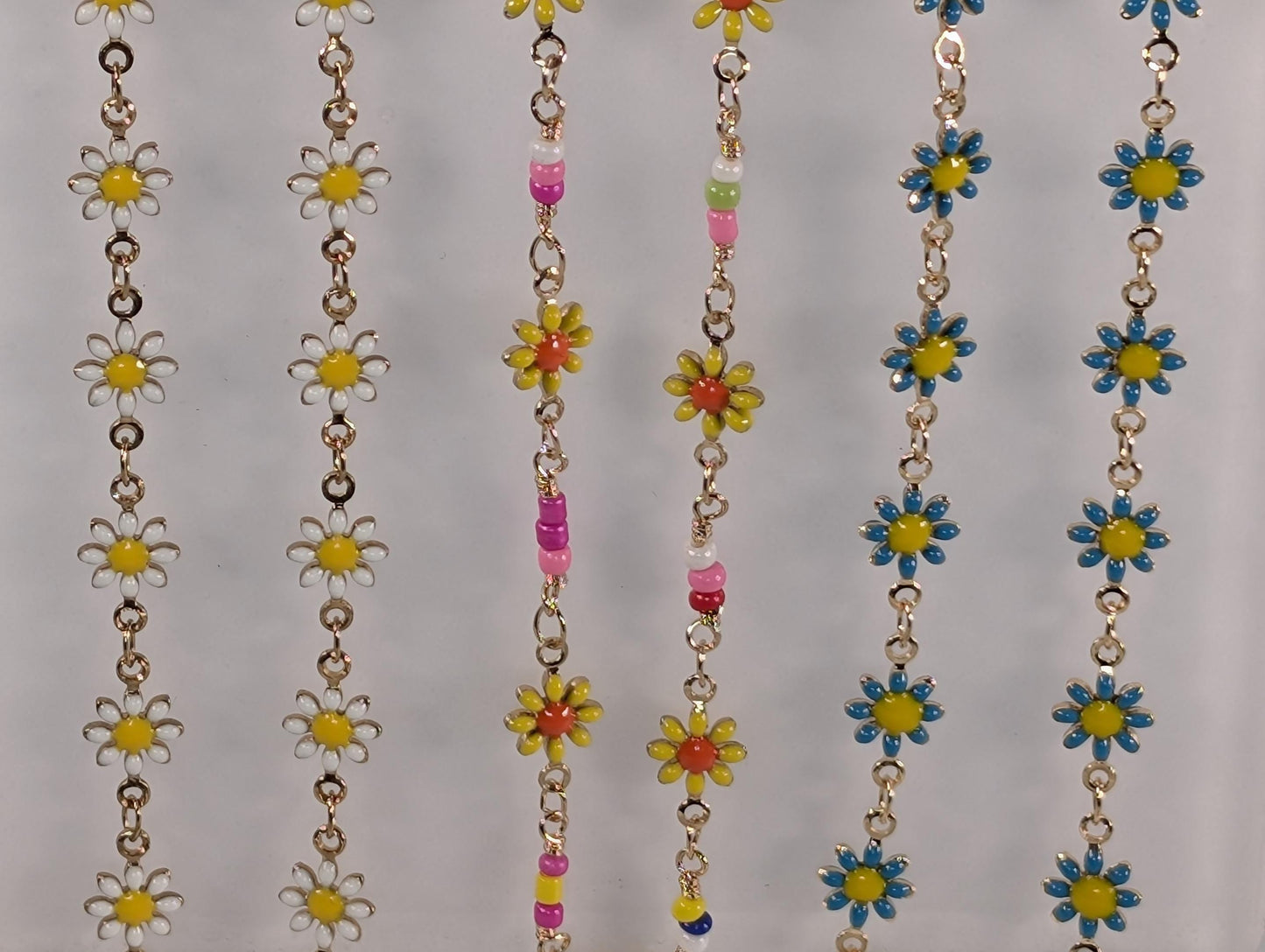Gold Plated Enamel Daisy Flower Chain: Jewelry Making & Crafts