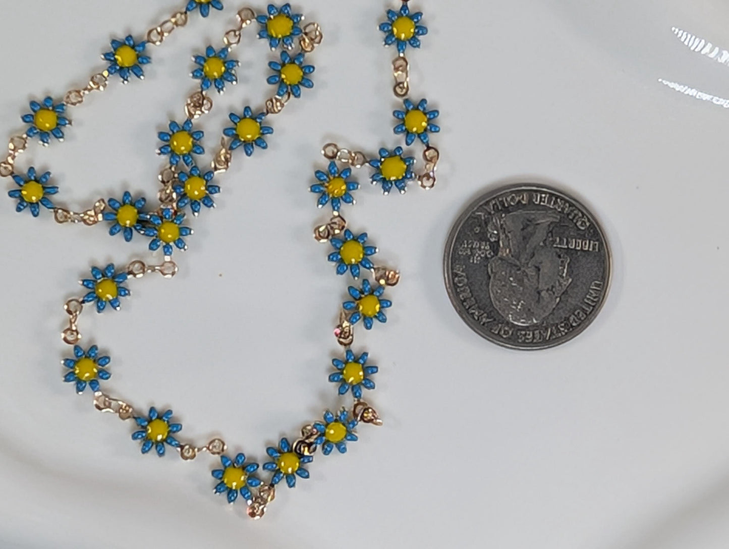 Gold Plated Enamel Daisy Flower Chain: Jewelry Making & Crafts