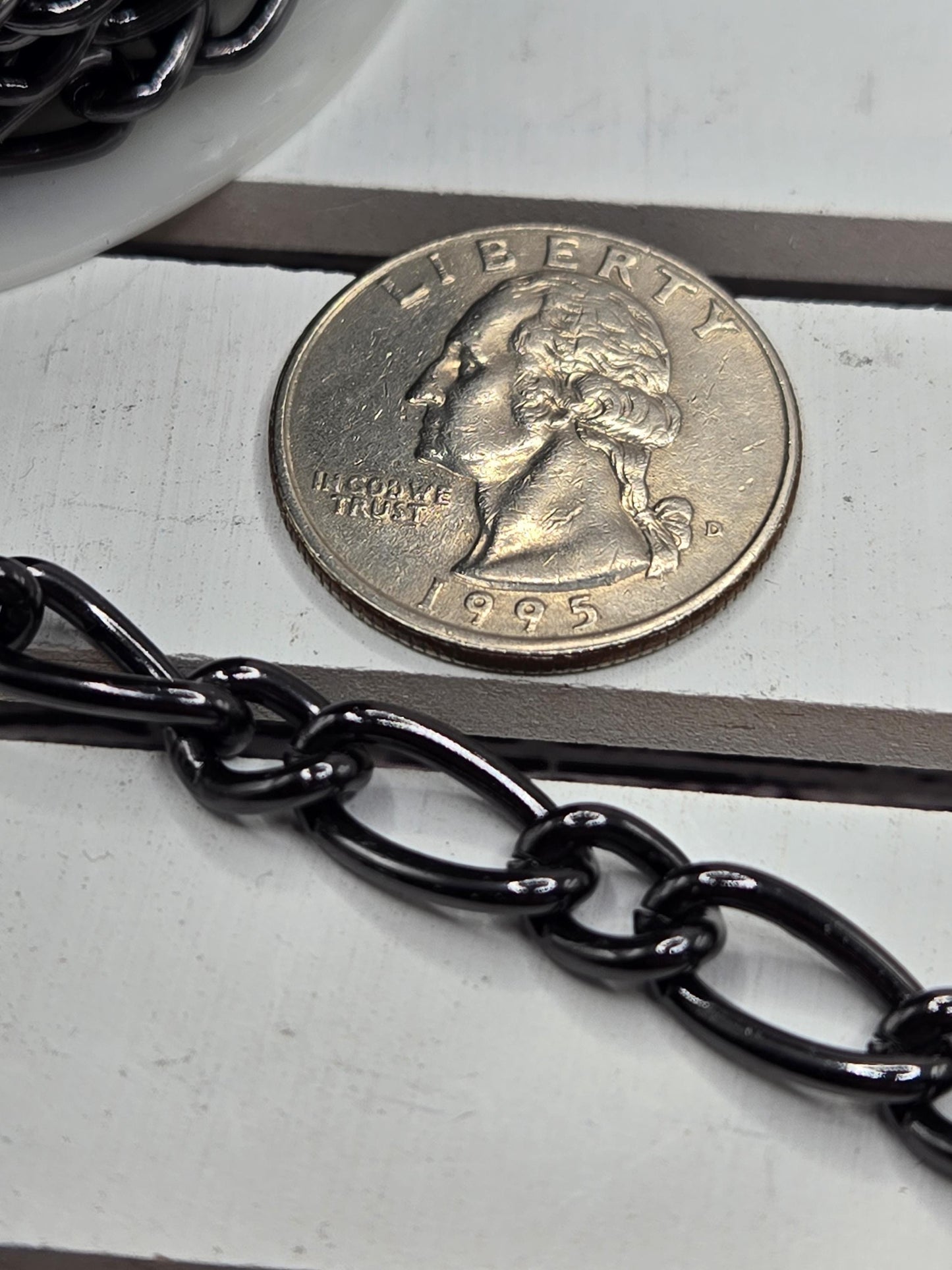 Black Plated Aluminum Figaro Chain: 10mm Jewelry Making Necklace (1 meter)