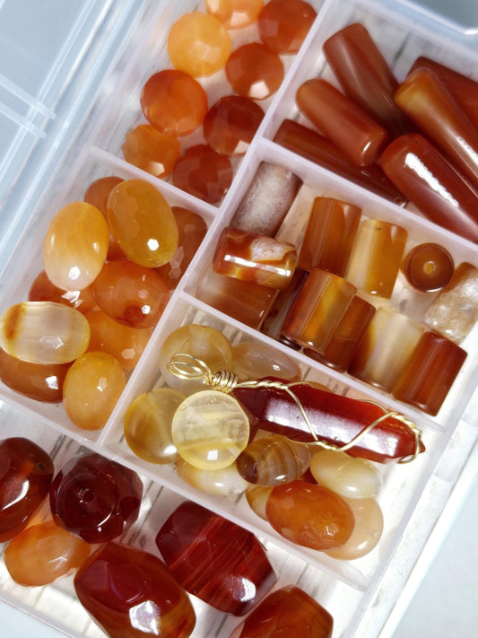 Carnelian Gemstone Bead Set for Jewelry Making Colors