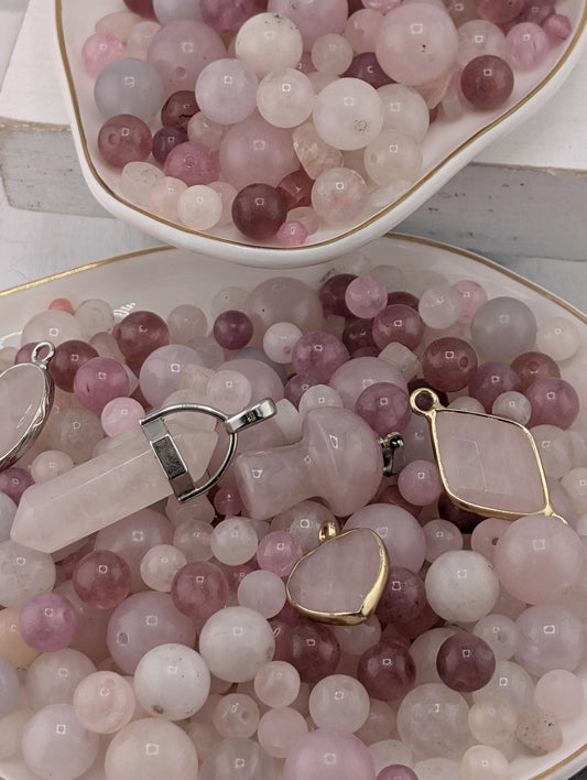 Rose Quartz Gemstone Mix: Natural Stone Beads for Jewelry Making (2oz pkg)