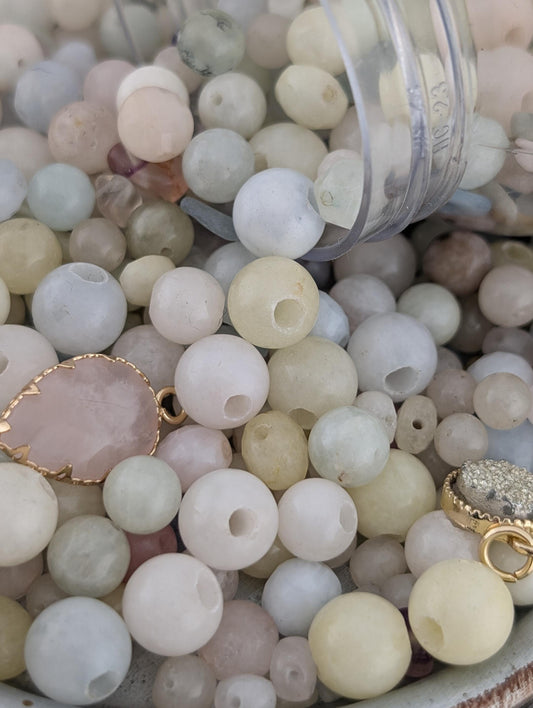 Morganite Chalcedony & Gemstone Beads: Natural Stone Jewelry Crafting - 2 oz Bulk Lot