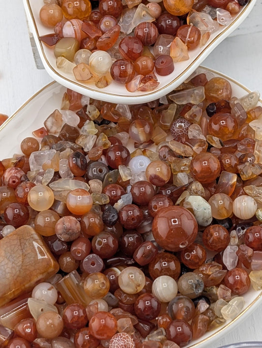 Carnelian Agate Natural Gemstone Bead Soup Mix: Jewelry Craft Supply, 2 oz