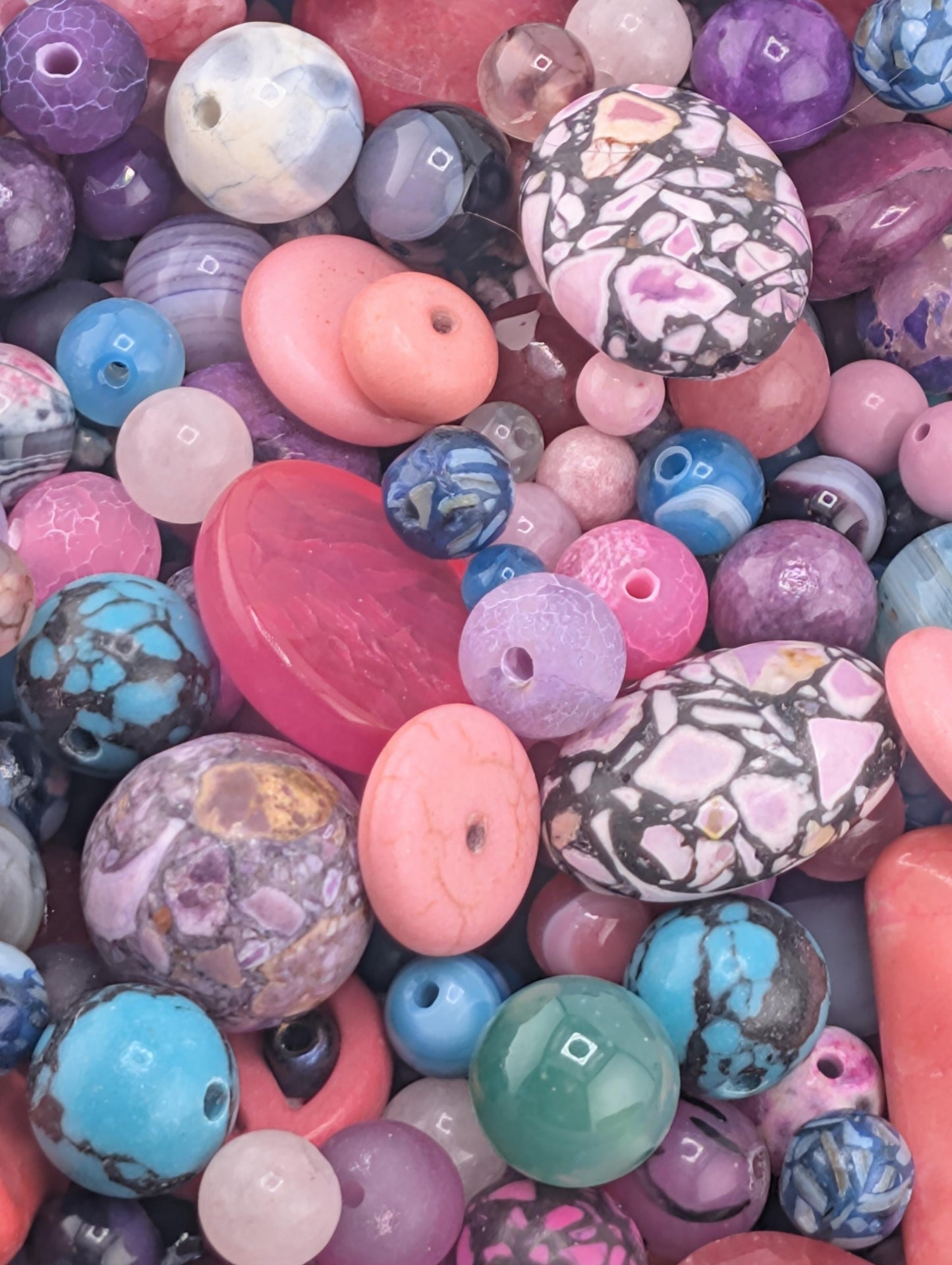 Pink & Teal Agate Gemstone Beads: Colorful Jewelry Making Supplies