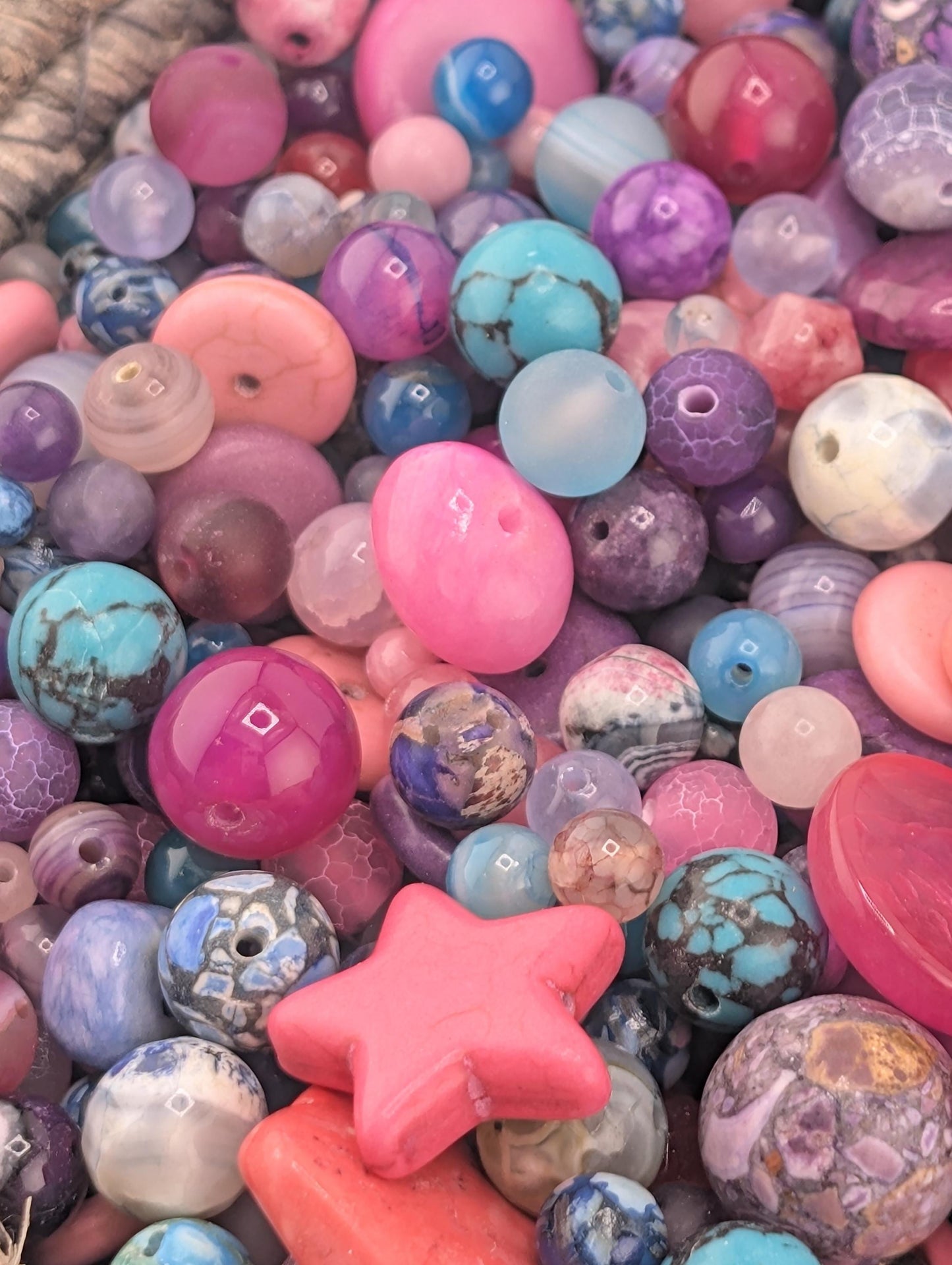 Pink & Teal Agate Gemstone Beads: Colorful Jewelry Making Supplies