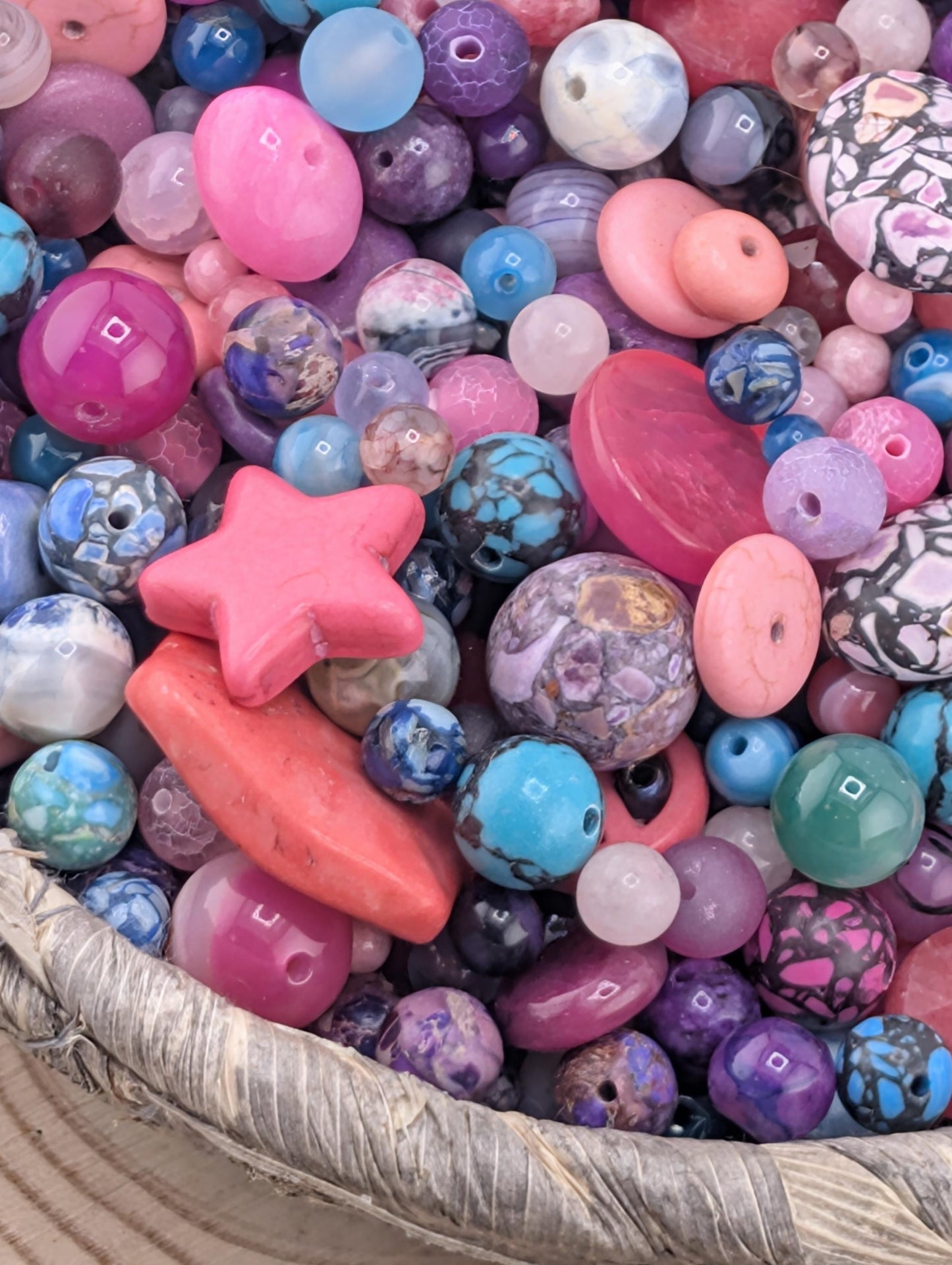 Pink & Teal Agate Gemstone Beads: Colorful Jewelry Making Supplies