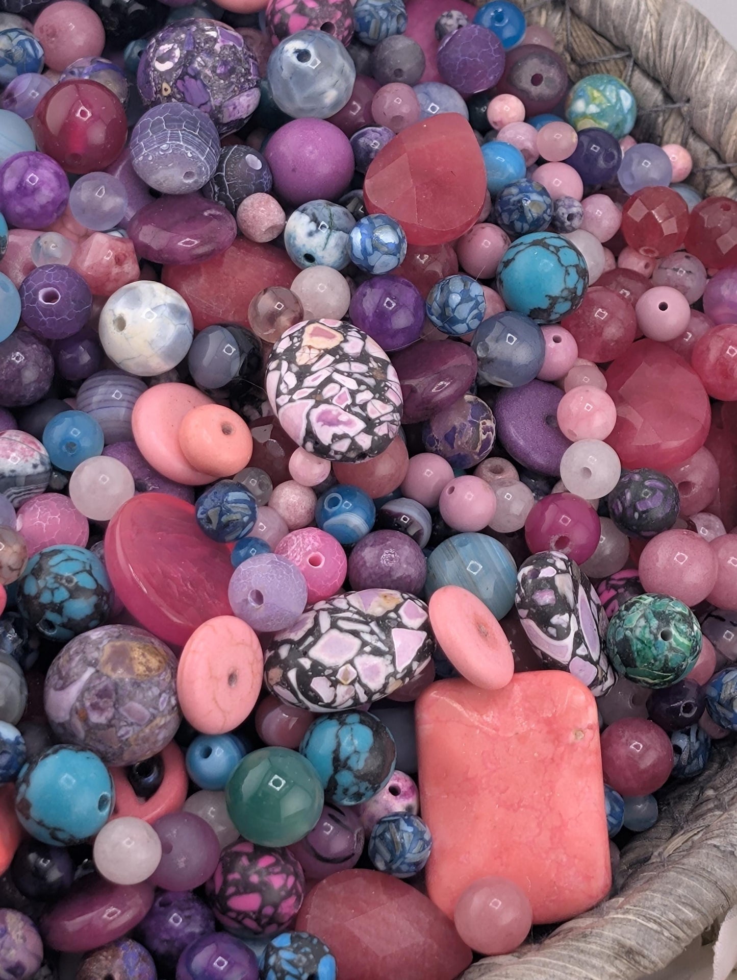 Pink & Teal Agate Gemstone Beads: Colorful Jewelry Making Supplies