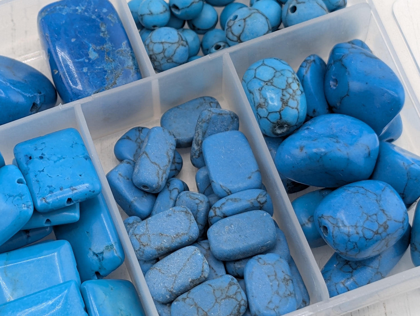 Blue Howlite and Wagnerite Gemstone Bead Set
