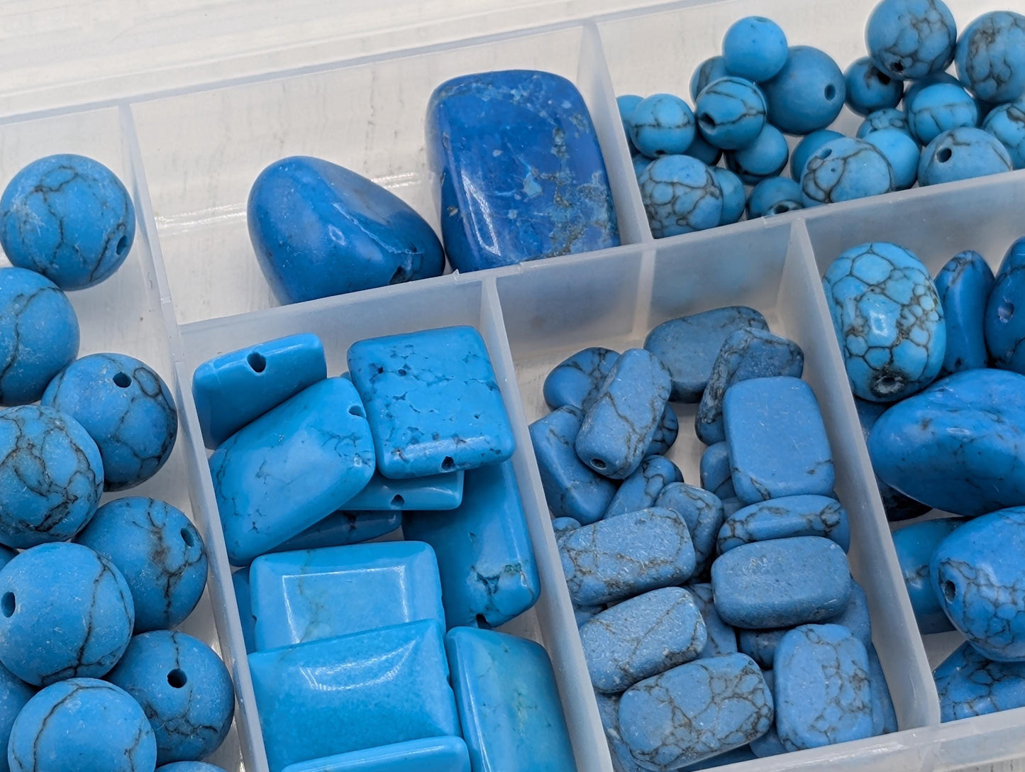 Blue Howlite and Wagnerite Gemstone Bead Set