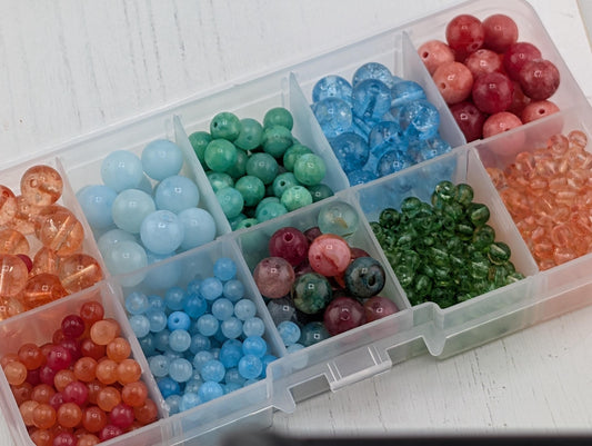 Green & Orange Quartzite Gemstone Bead Set