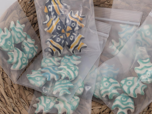 Glass Fish Beads: Colorful Ceramic Jewelry Making (Set of 4)