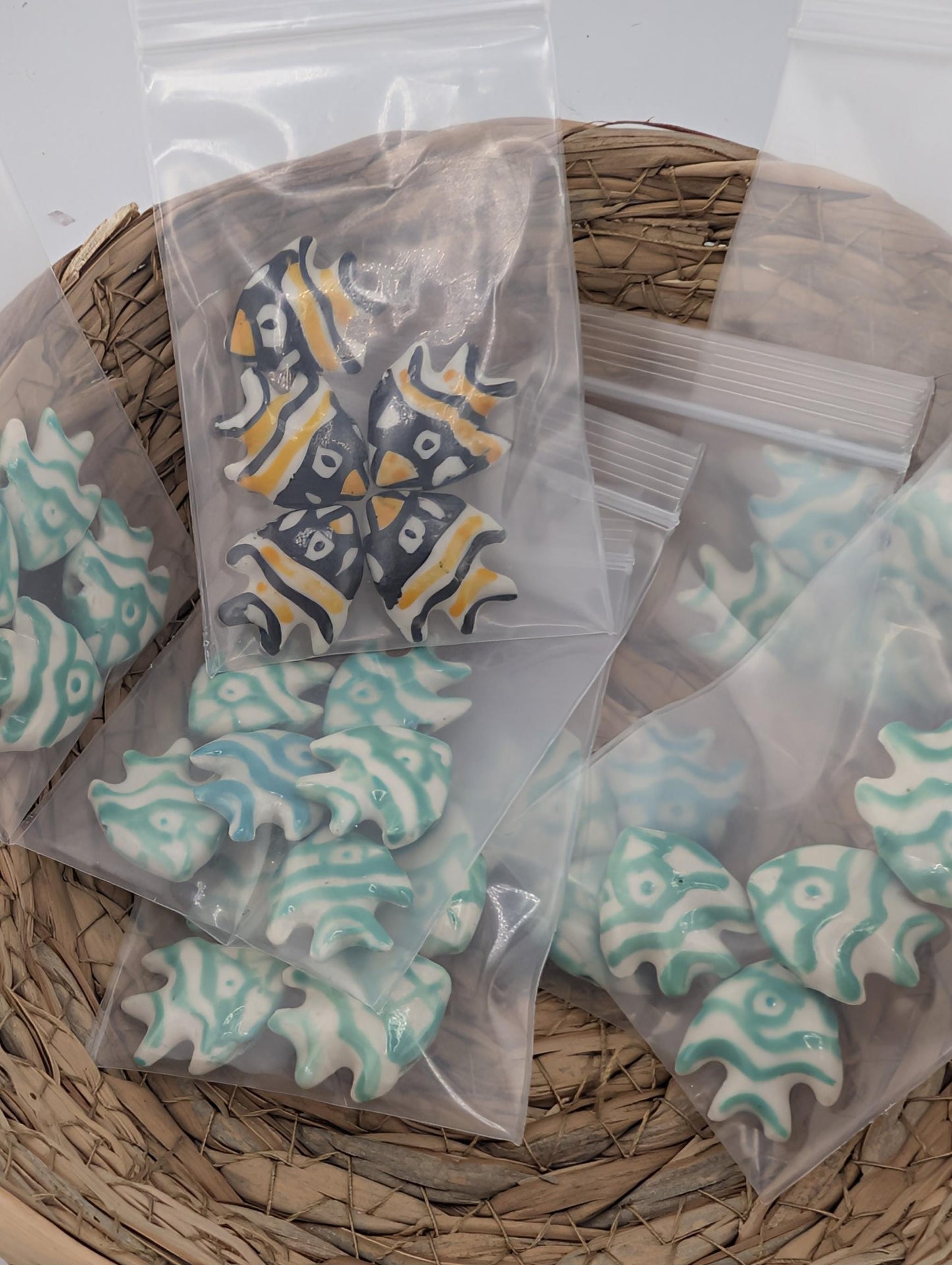 Glass Fish Beads: Colorful Ceramic Jewelry Making (Set of 4)