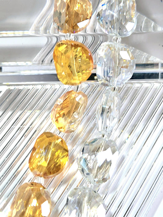 2 Strands of Faceted Focal Glass Bead Strands: Colorful DIY Jewelry Making Supplies