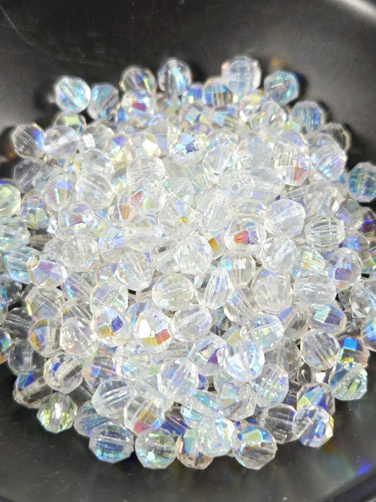 Rainbow AB Crystal Beads: Czech Fire Polished Preciosa, 5mm Faceted Round