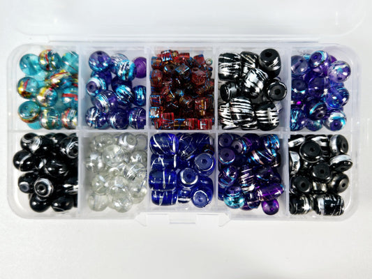 Metallic Striped Glass Bead Set
