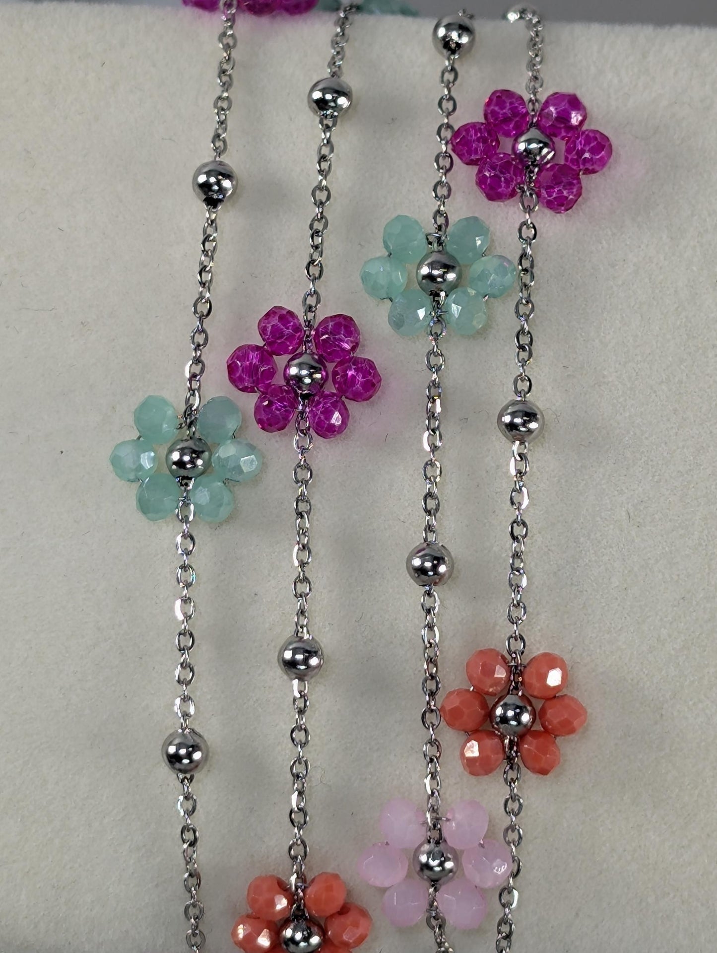 Multi-Color Silver Plated Enamel daisy flower Chain Bulk Chain Silver Plated Chain By The meter For Jewelry Making and Crafts