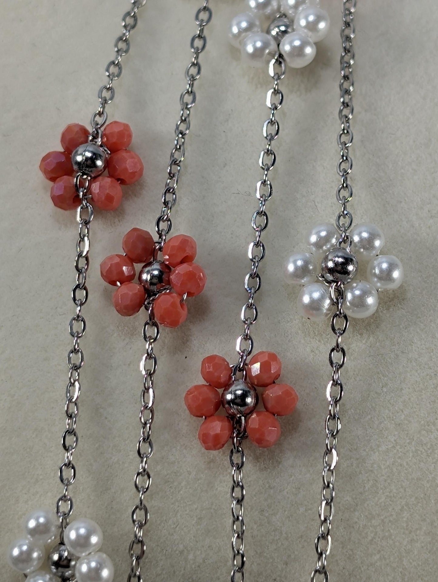 Multi-Color Silver Plated Enamel daisy flower Chain Bulk Chain Silver Plated Chain By The meter For Jewelry Making and Crafts