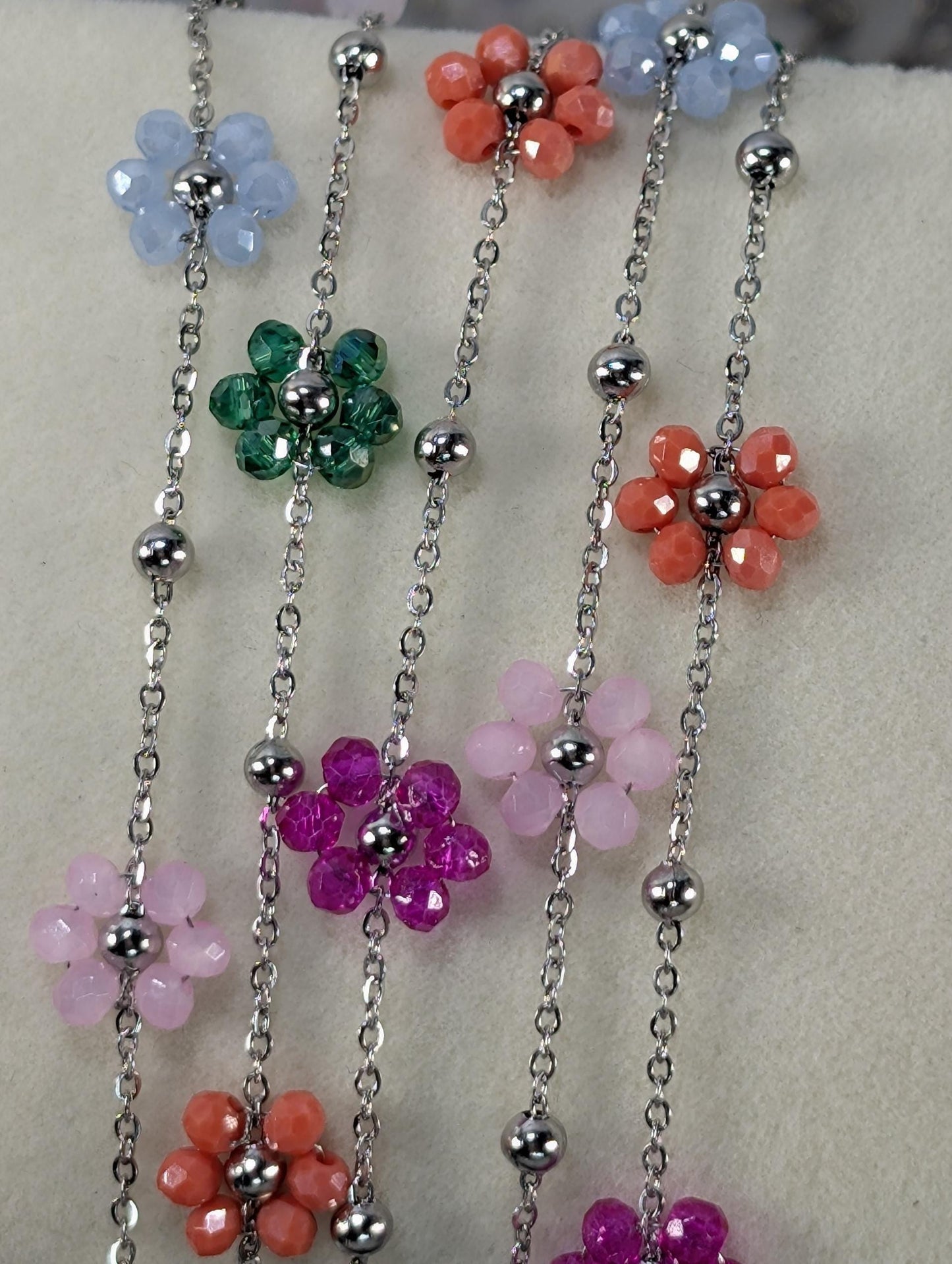 Multi-Color Silver Plated Enamel daisy flower Chain Bulk Chain Silver Plated Chain By The meter For Jewelry Making and Crafts