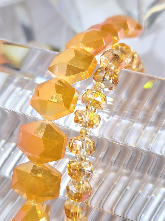 2 Strands of Orange Faceted Glass Beads: Colorful DIY Jewelry Making Supplies