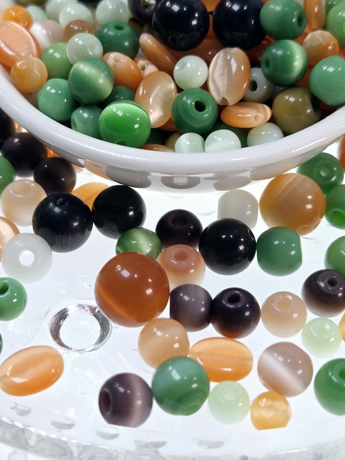 Glass Cat's Eye Bead Soup: Earth Tone Jewelry Making Mix