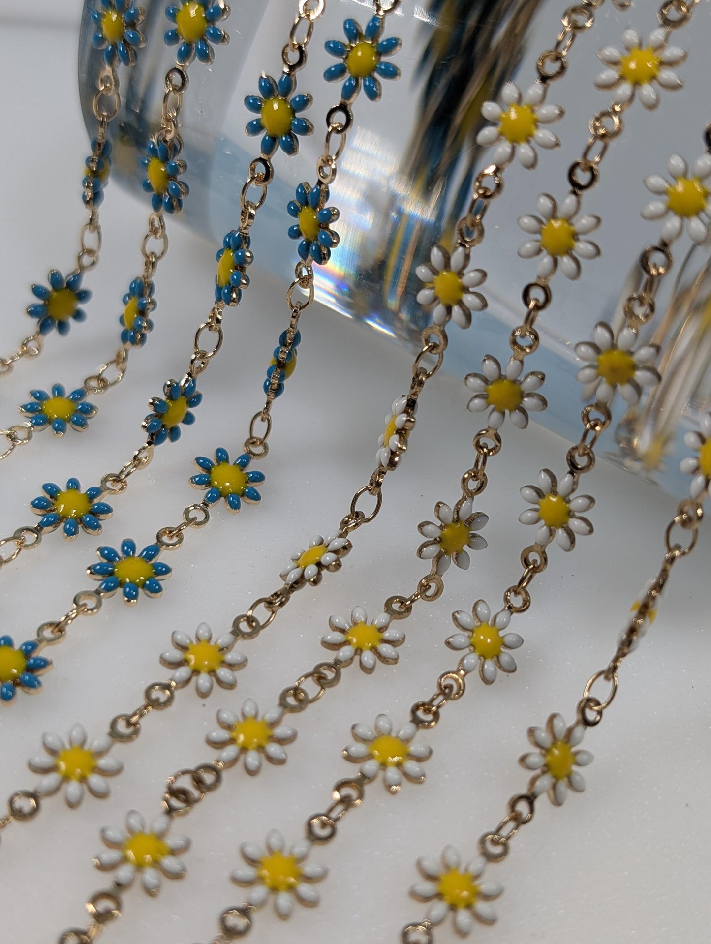 Gold Plated Enamel Daisy Flower Chain: Jewelry Making & Crafts