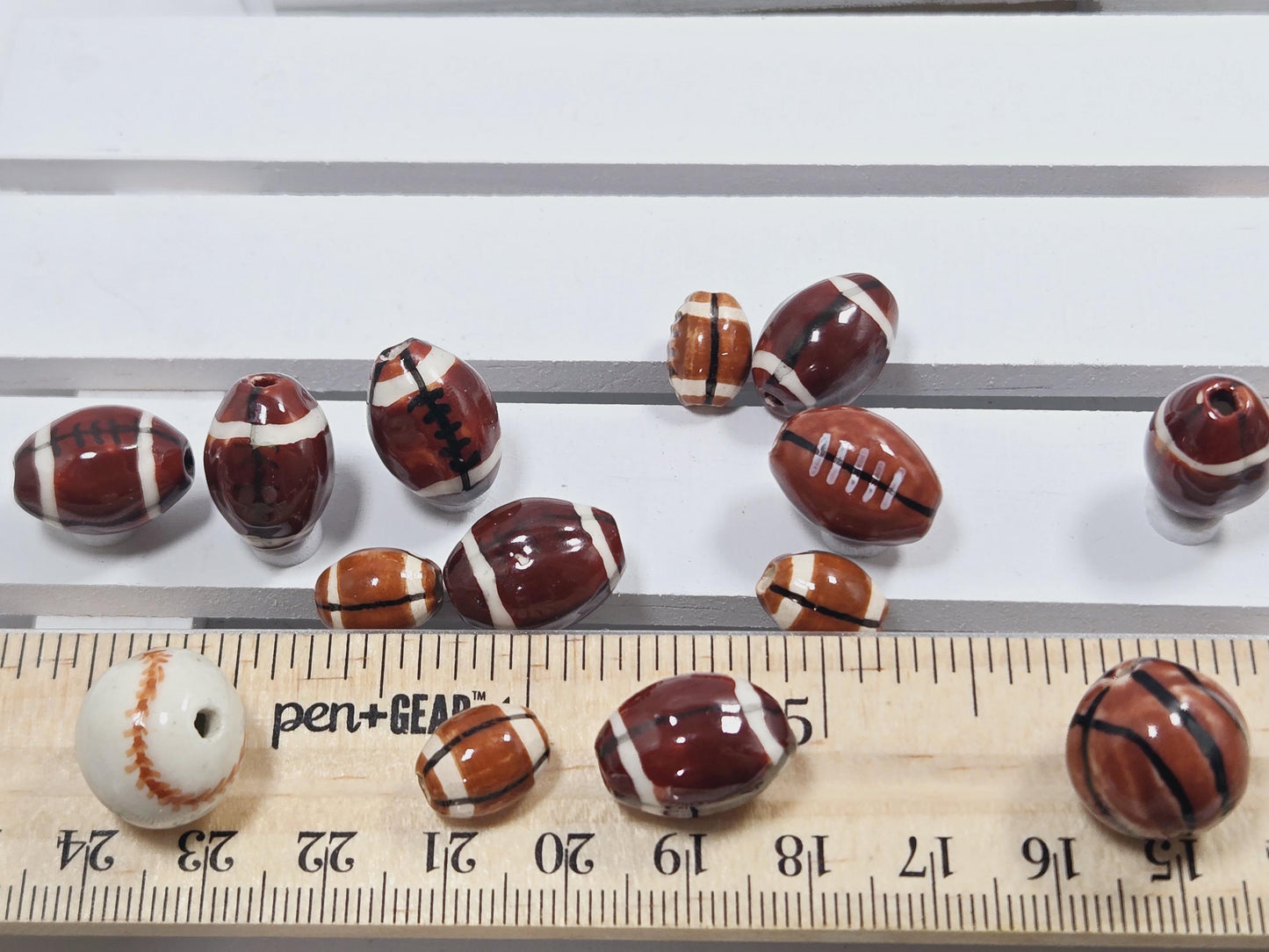 Ceramic Sports Themed Focal Beads: Jewelry Making Lot (30+ pcs