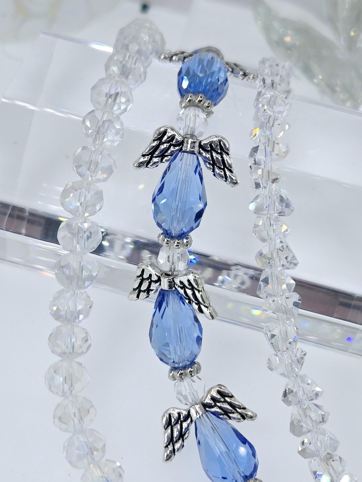 Faceted Blue Angel Glass Bead Strands: Colorful DIY Jewelry Making Supplies