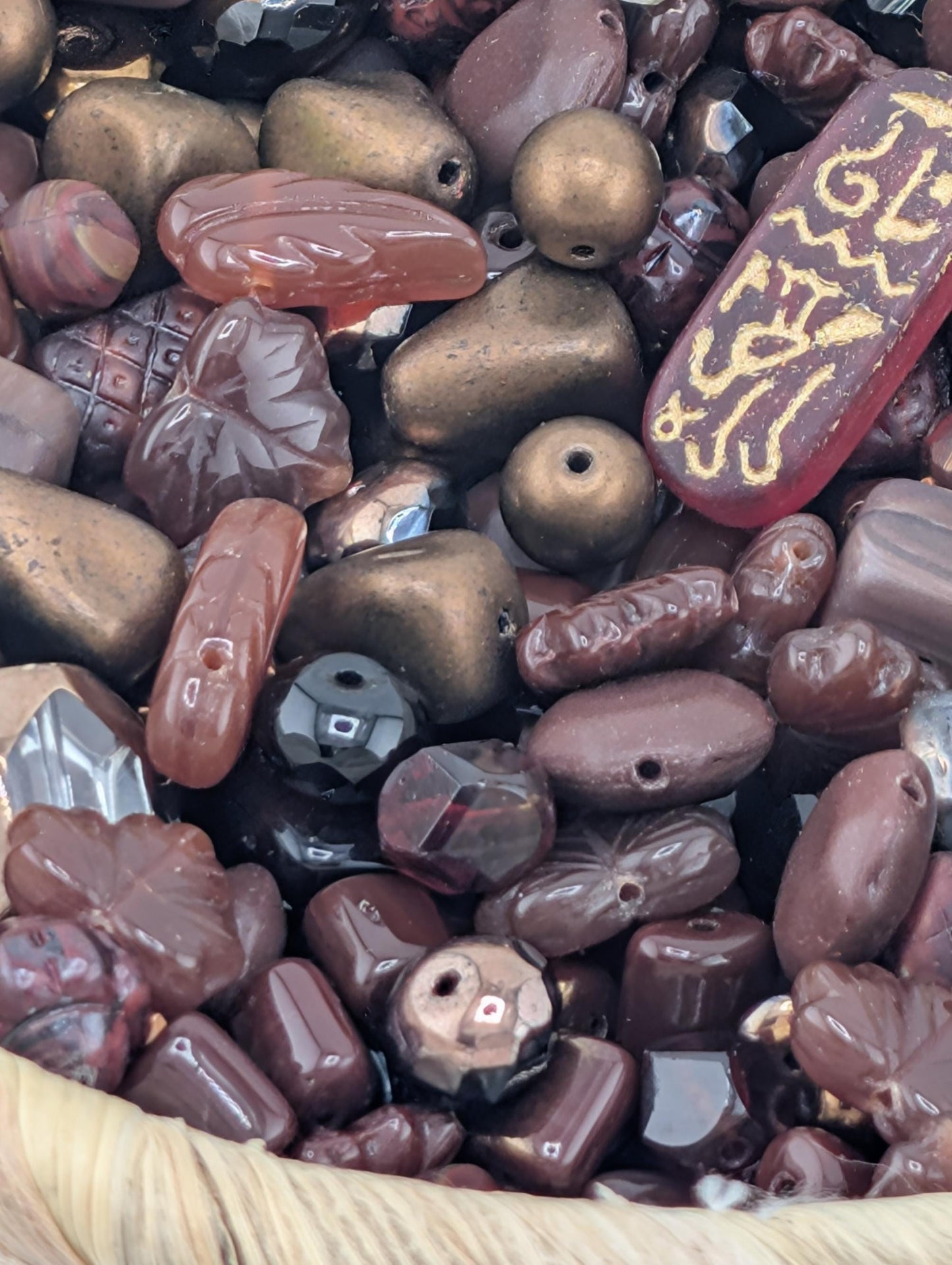 Brick Red Mix Czech Pressed Glass Beads: Boho Jewelry Making Supply (30g pkg)
