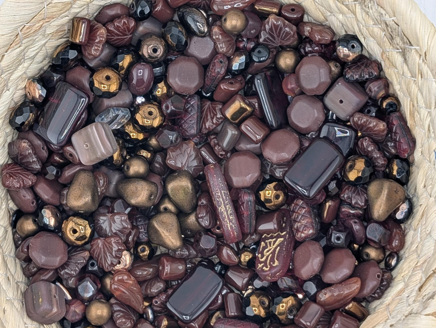 Brick Red Mix Czech Pressed Glass Beads: Boho Jewelry Making Supply (30g pkg)