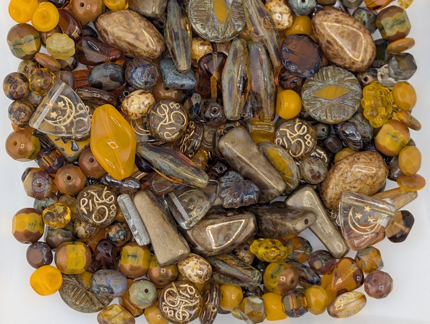 Burnt Orange Czech Glass Beads: Boho Vintage Jewelry Making Supply