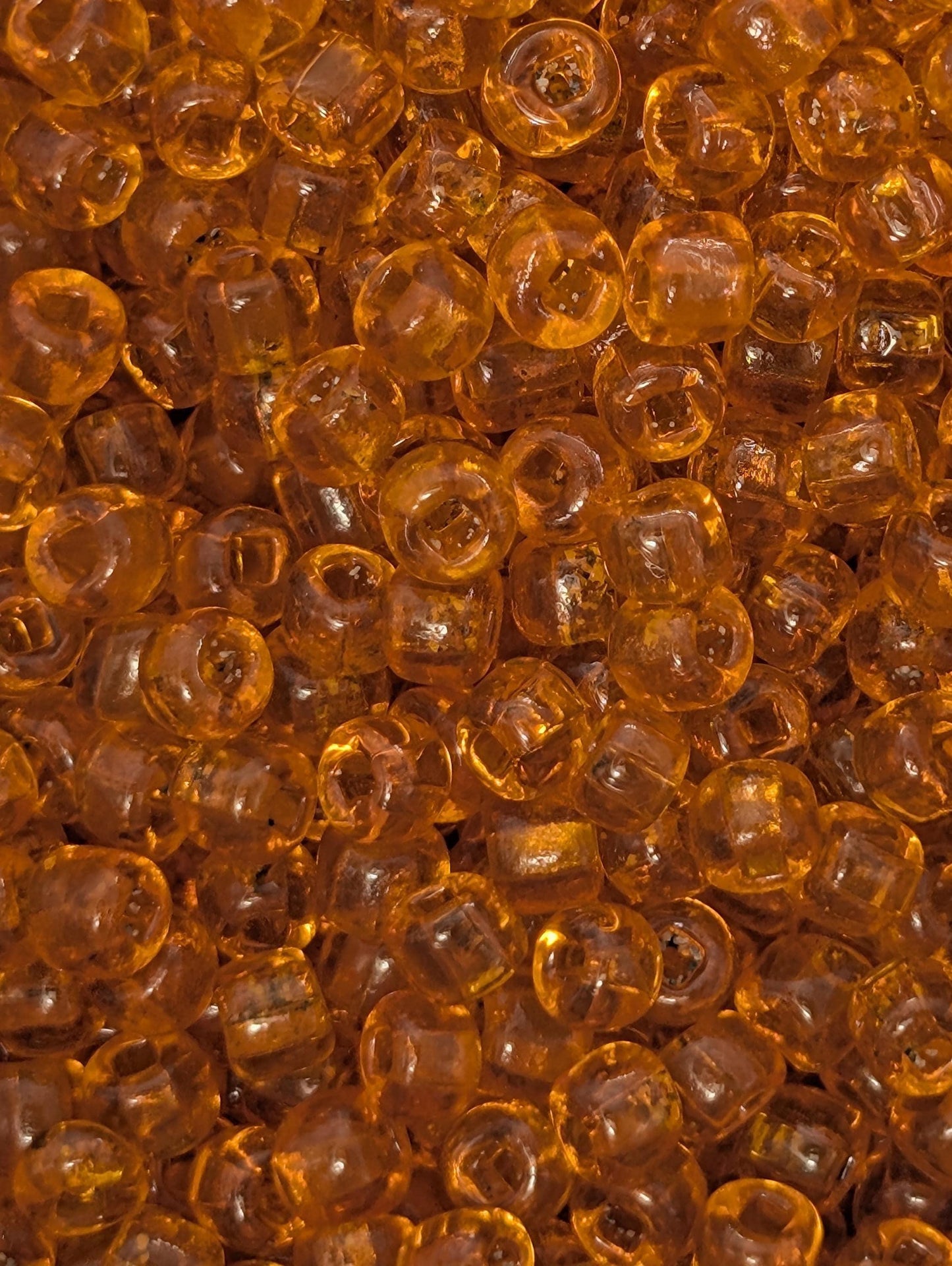 Vintage Venetian Transparent Orange Beads: 6/0 Square Hole 15g pkg