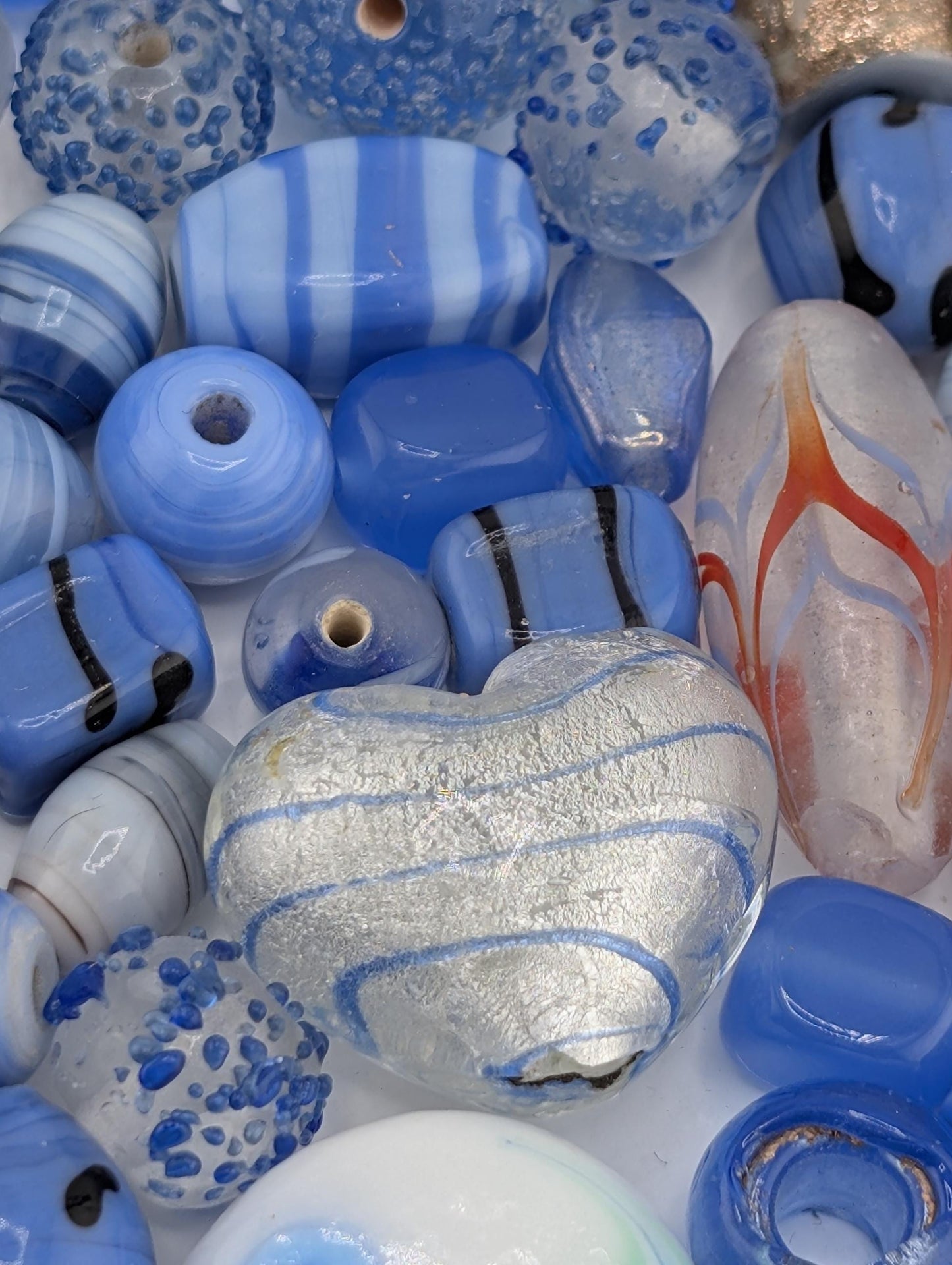 Learise Lampwork Glass Beads: Baby Blue Jewelry Making Mix (6 oz)