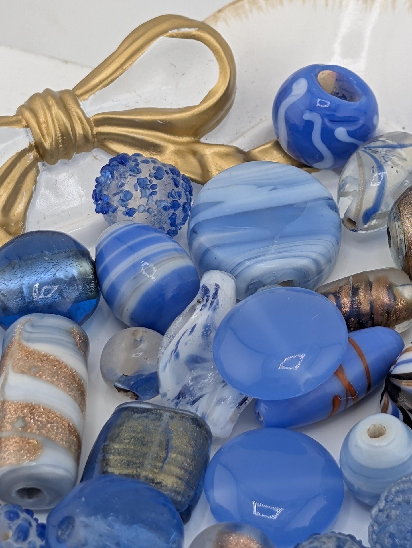Learise Lampwork Glass Beads: Baby Blue Jewelry Making Mix (6 oz)