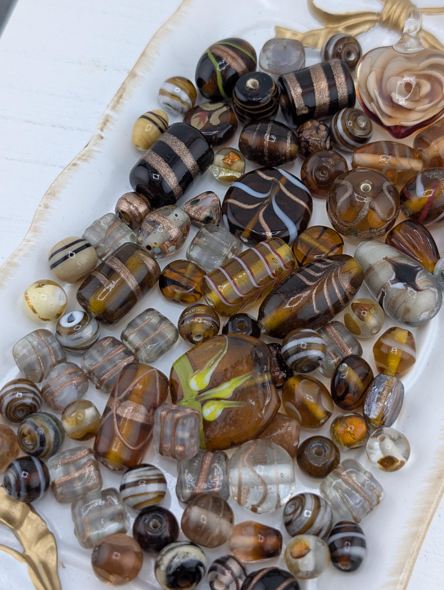 Learise Lampwork Glass Beads: Topaz & Brown Jewelry Making Mix (6 oz)