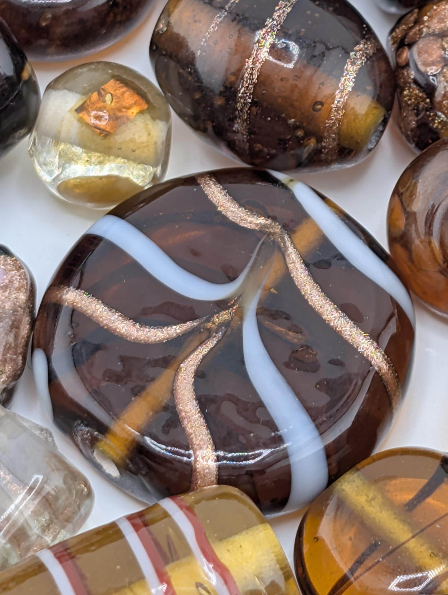 Learise Lampwork Glass Beads: Topaz & Brown Jewelry Making Mix (6 oz)