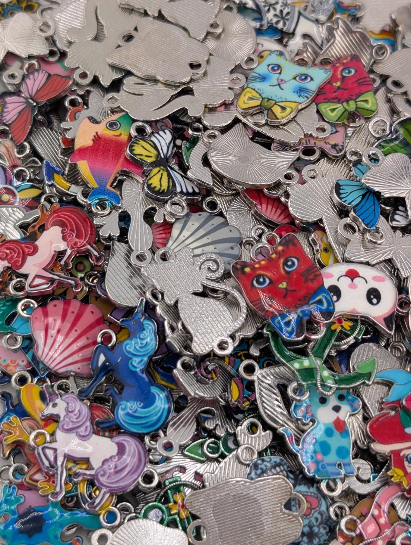 Mixed metal and Colorful Enamel Connector Charm/links Grab Bags 30g (18-20 charms)