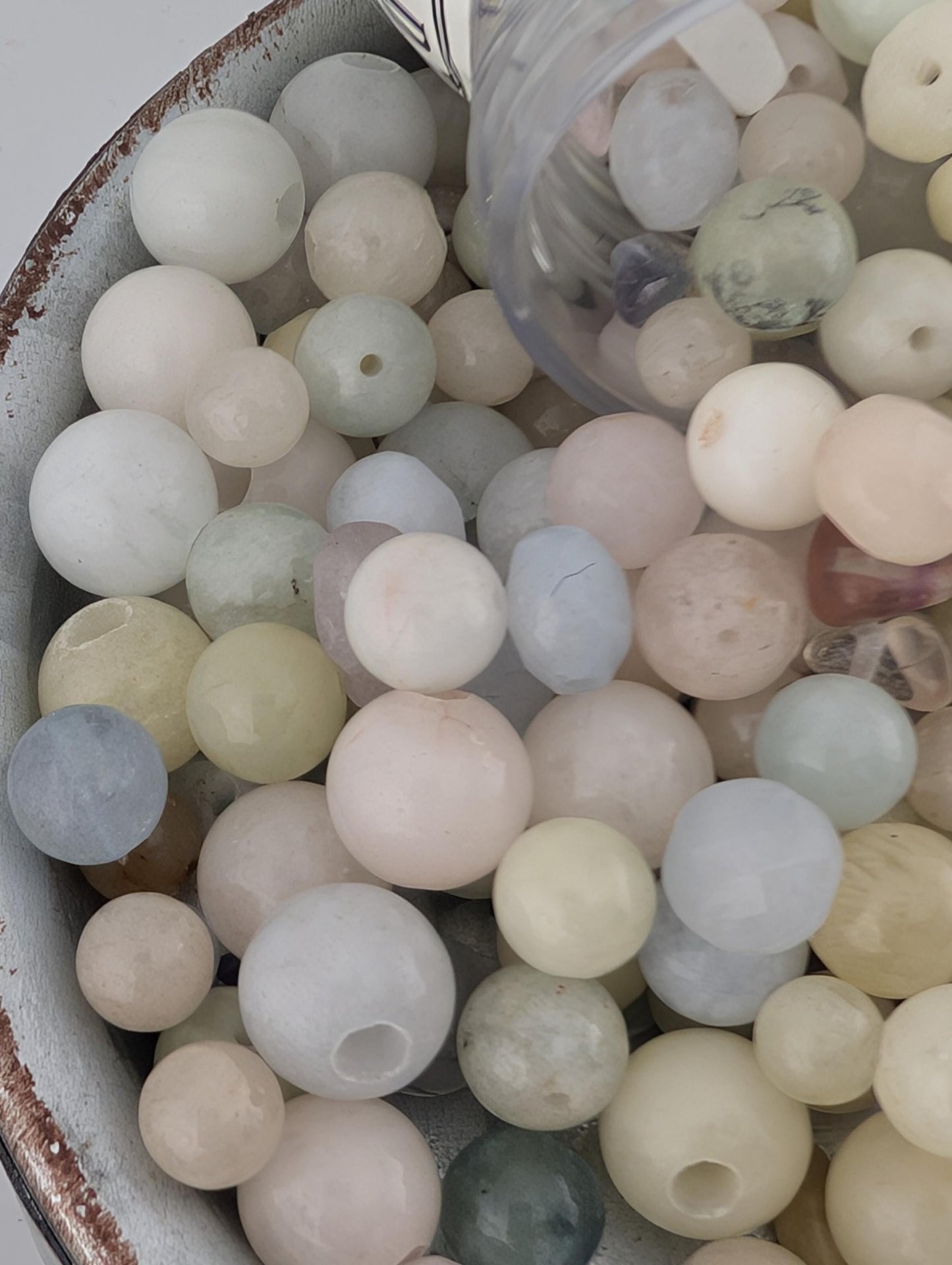 Morganite Chalcedony & Gemstone Beads: Natural Stone Jewelry Crafting - 2 oz Bulk Lot