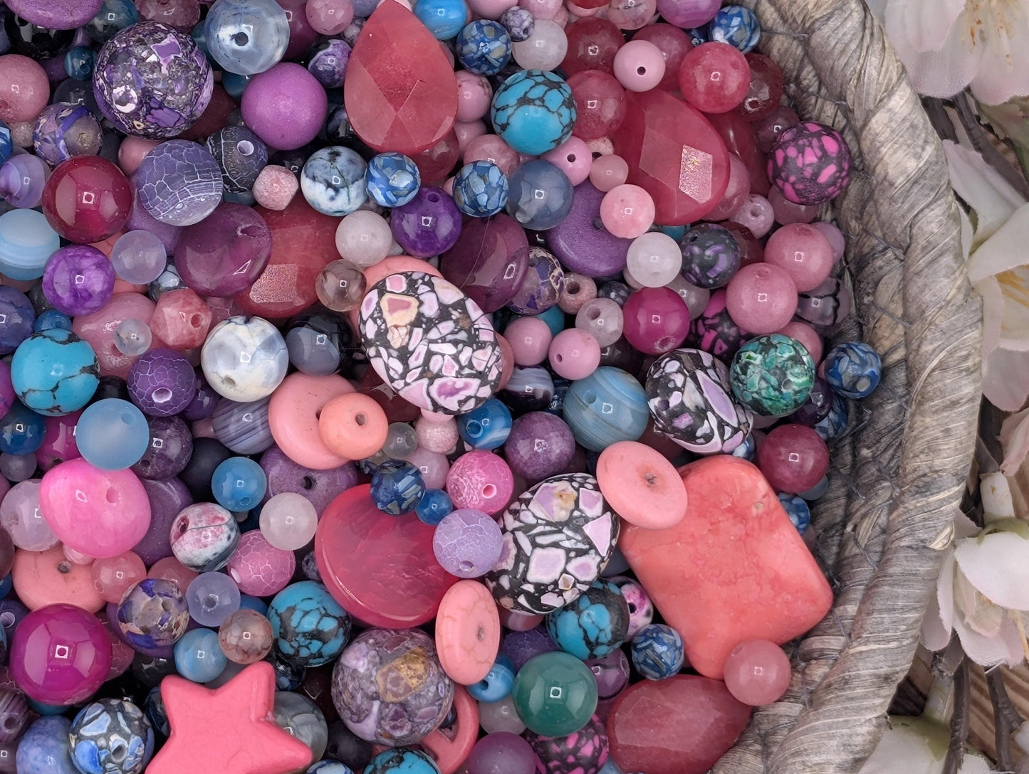 Pink & Teal Agate Gemstone Beads: Colorful Jewelry Making Supplies