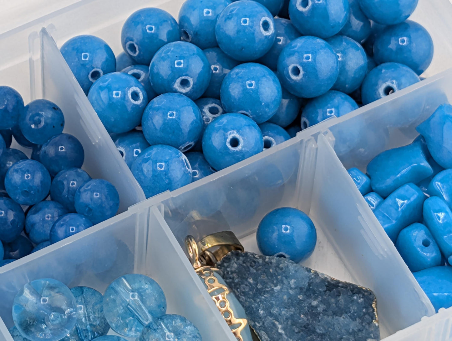 Blue Howlite and Wagnerite Gemstone Bead Set