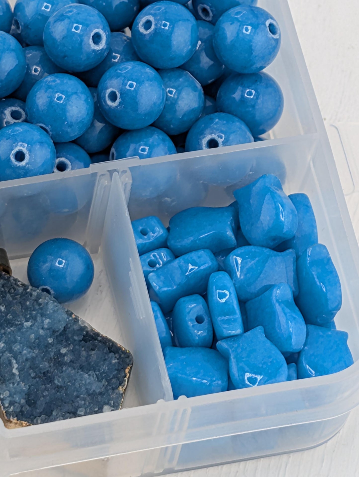Blue Howlite and Wagnerite Gemstone Bead Set