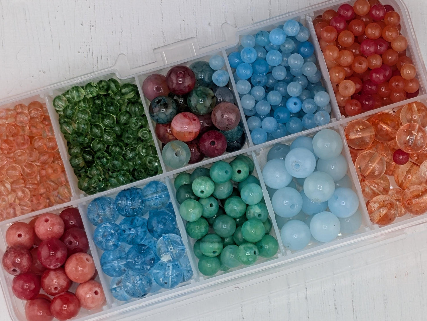 Green & Orange Quartzite Gemstone Bead Set