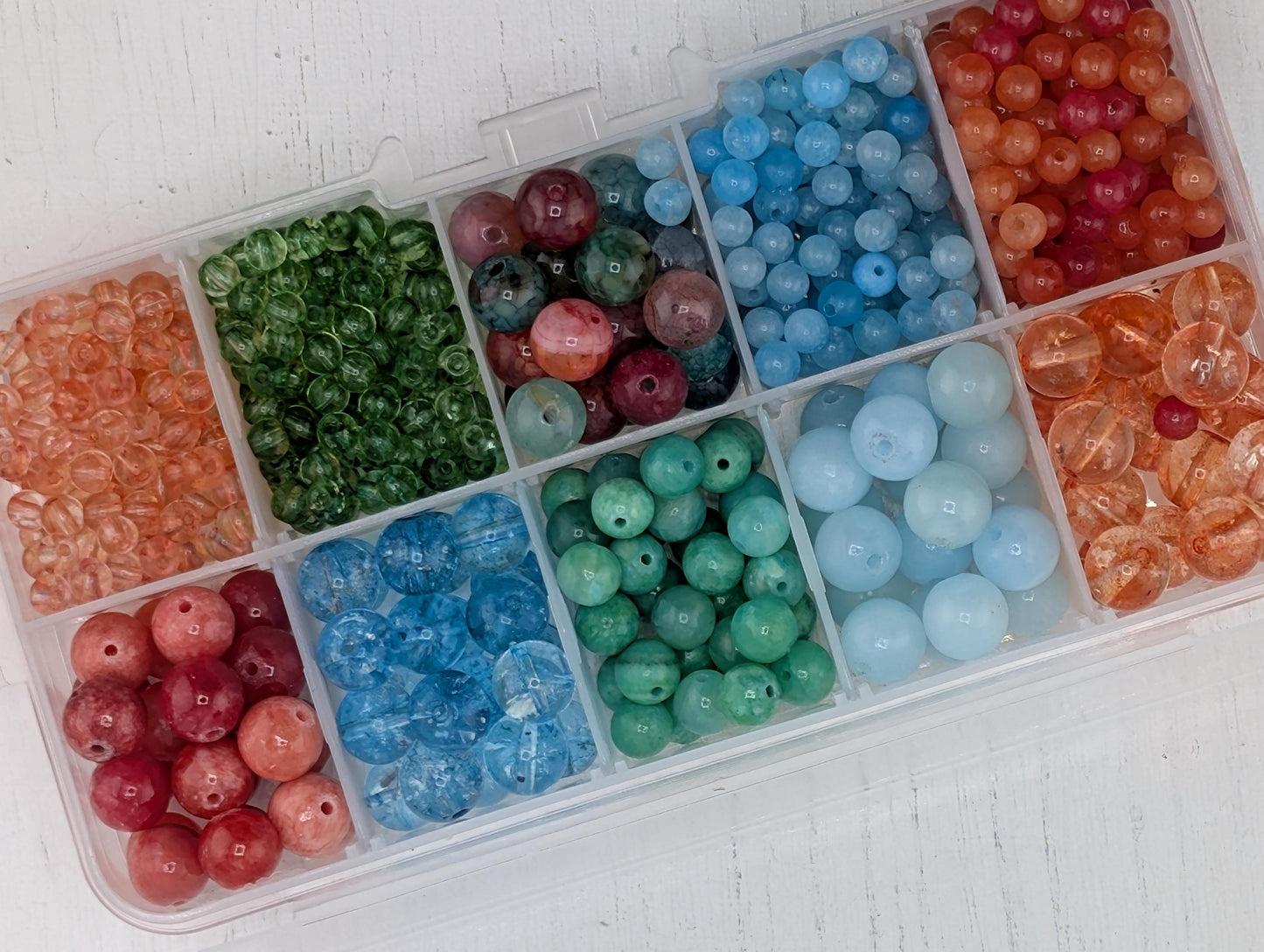 Green & Orange Quartzite Gemstone Bead Set