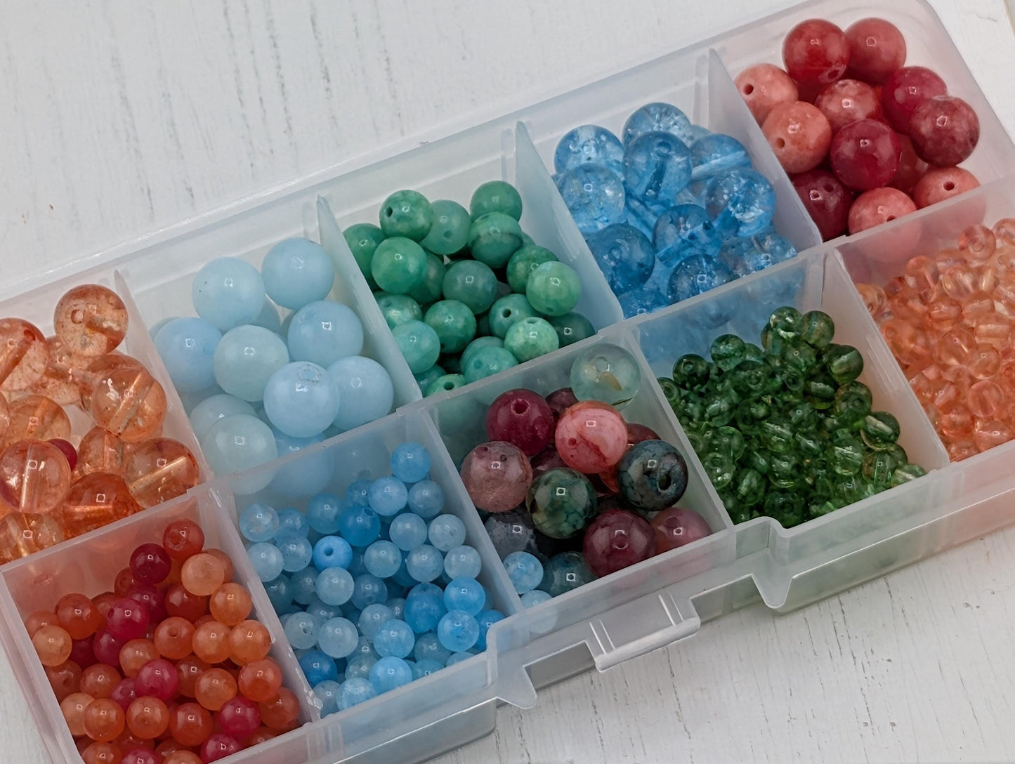 Green & Orange Quartzite Gemstone Bead Set