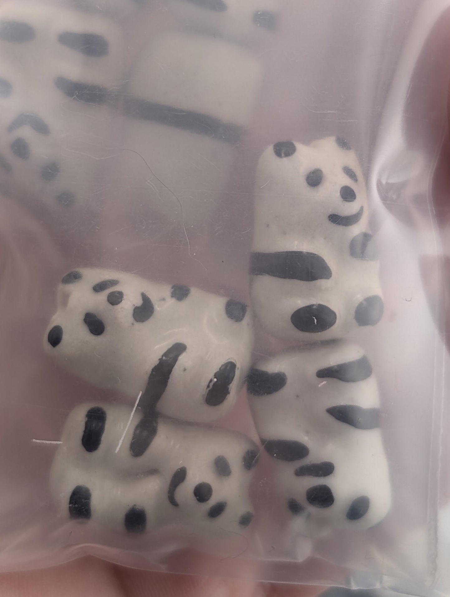 Ceramic Panda Beads - Handcrafted Jewelry Making - Set of 8
