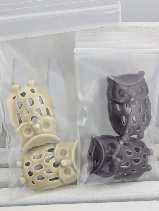 Ceramic Owl Focal Beads: Jewelry Making Charms (Set of 2)