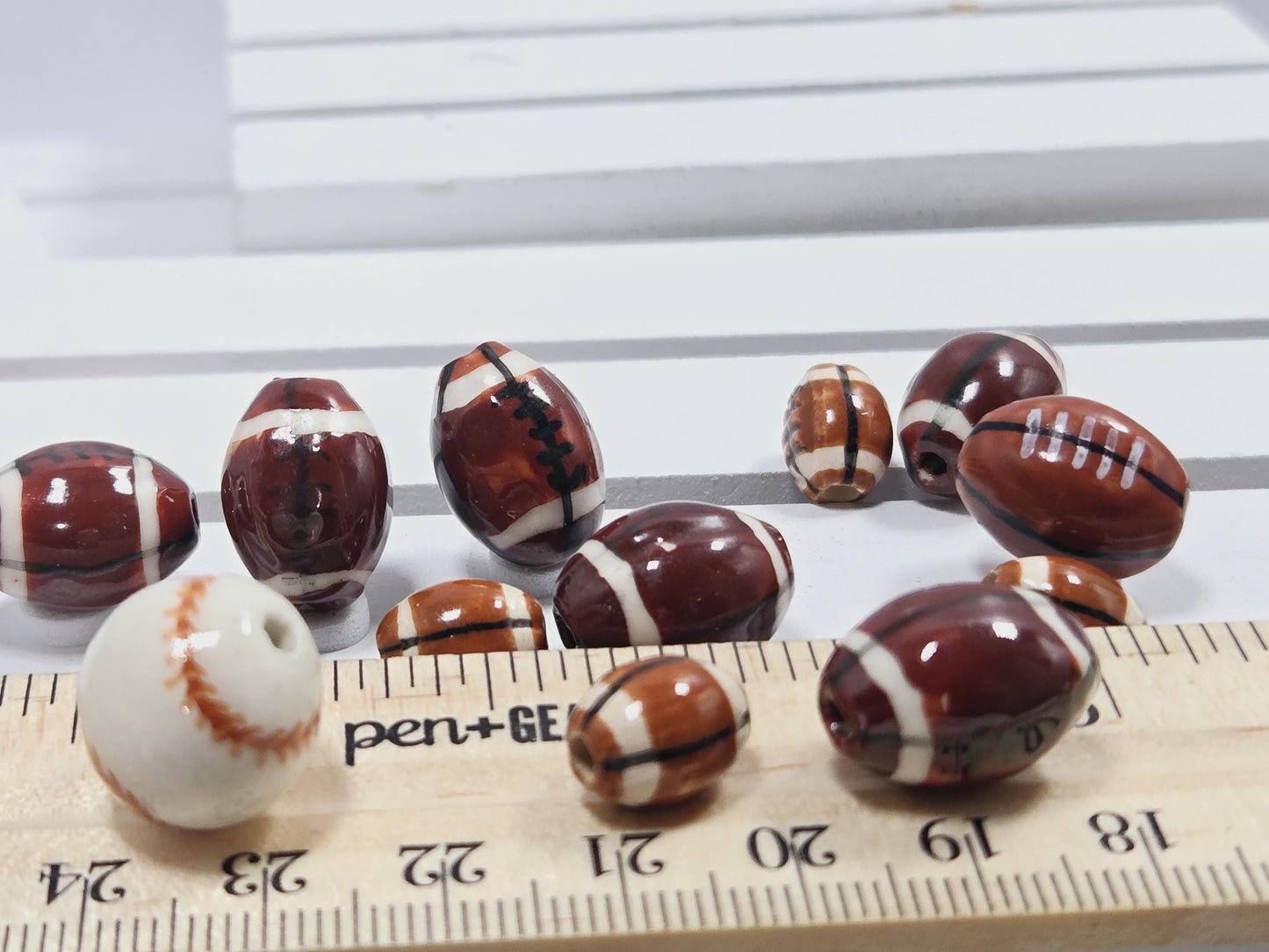 Ceramic Sports Themed Focal Beads: Jewelry Making Lot (30+ pcs