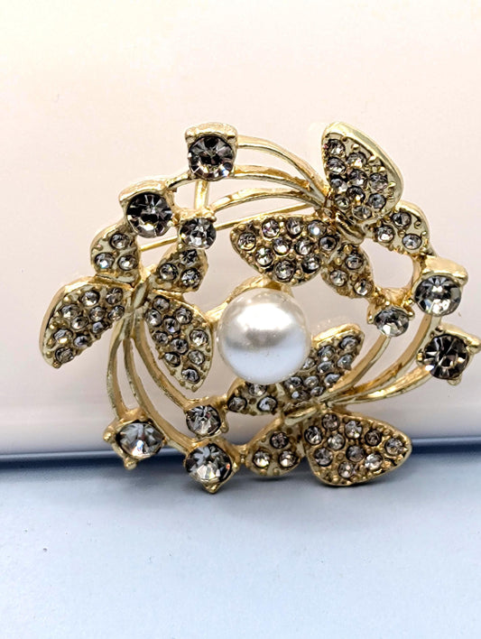 Golden Plate CZ Butterfly  Elegant Jewelry Accessory for Women Brooch
