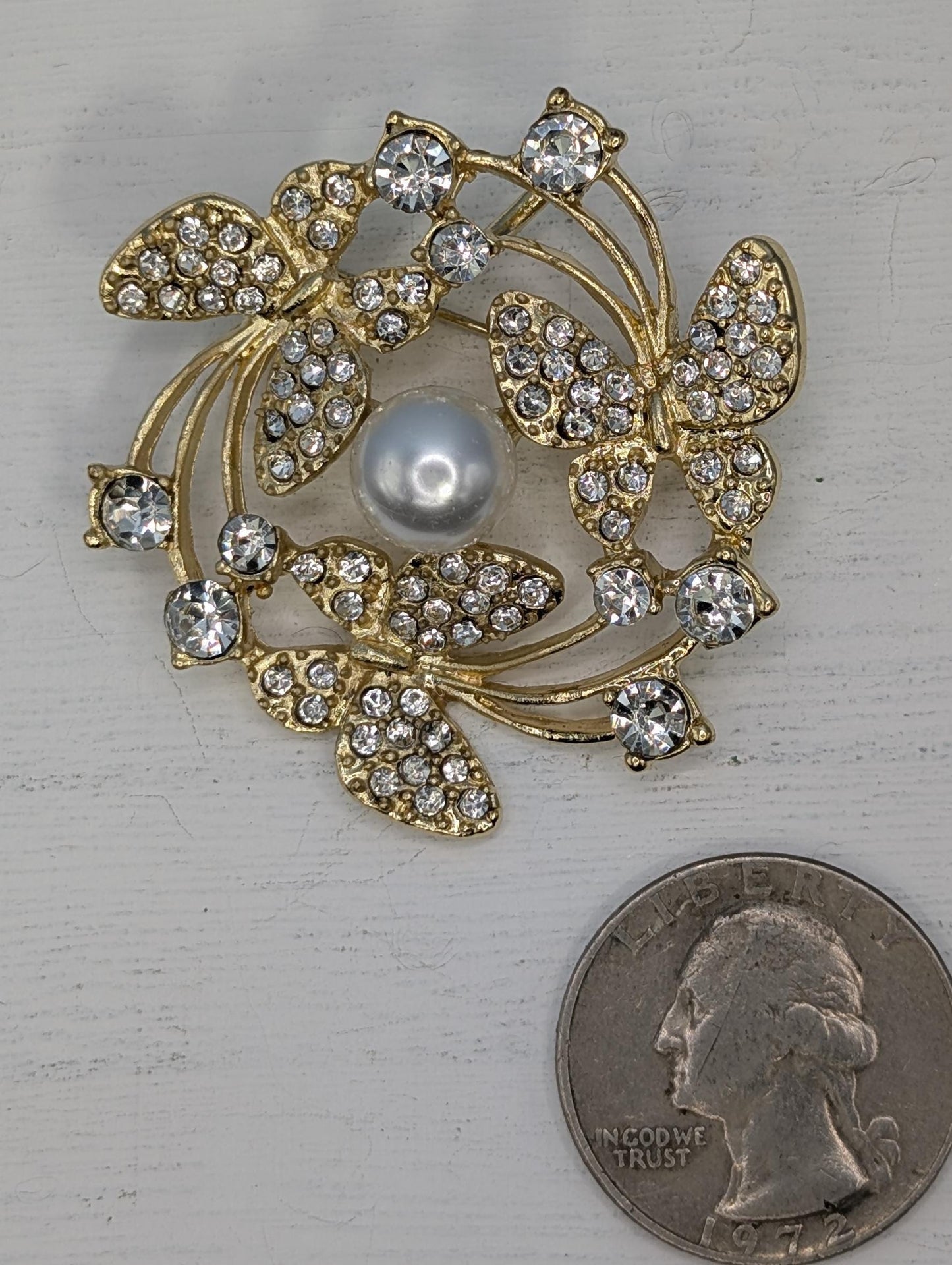Golden Plate CZ Butterfly  Elegant Jewelry Accessory for Women Brooch